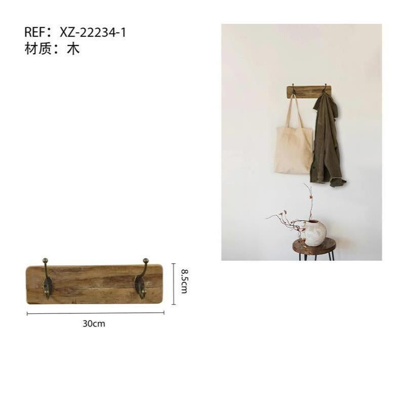 Gancho de Pared de Madera Doble sin Taladro para Organización Multifuncional Instalación Fácil Soporta hasta 5kg Diseño Minimalista Madera Maciza Ideal para Principiantes