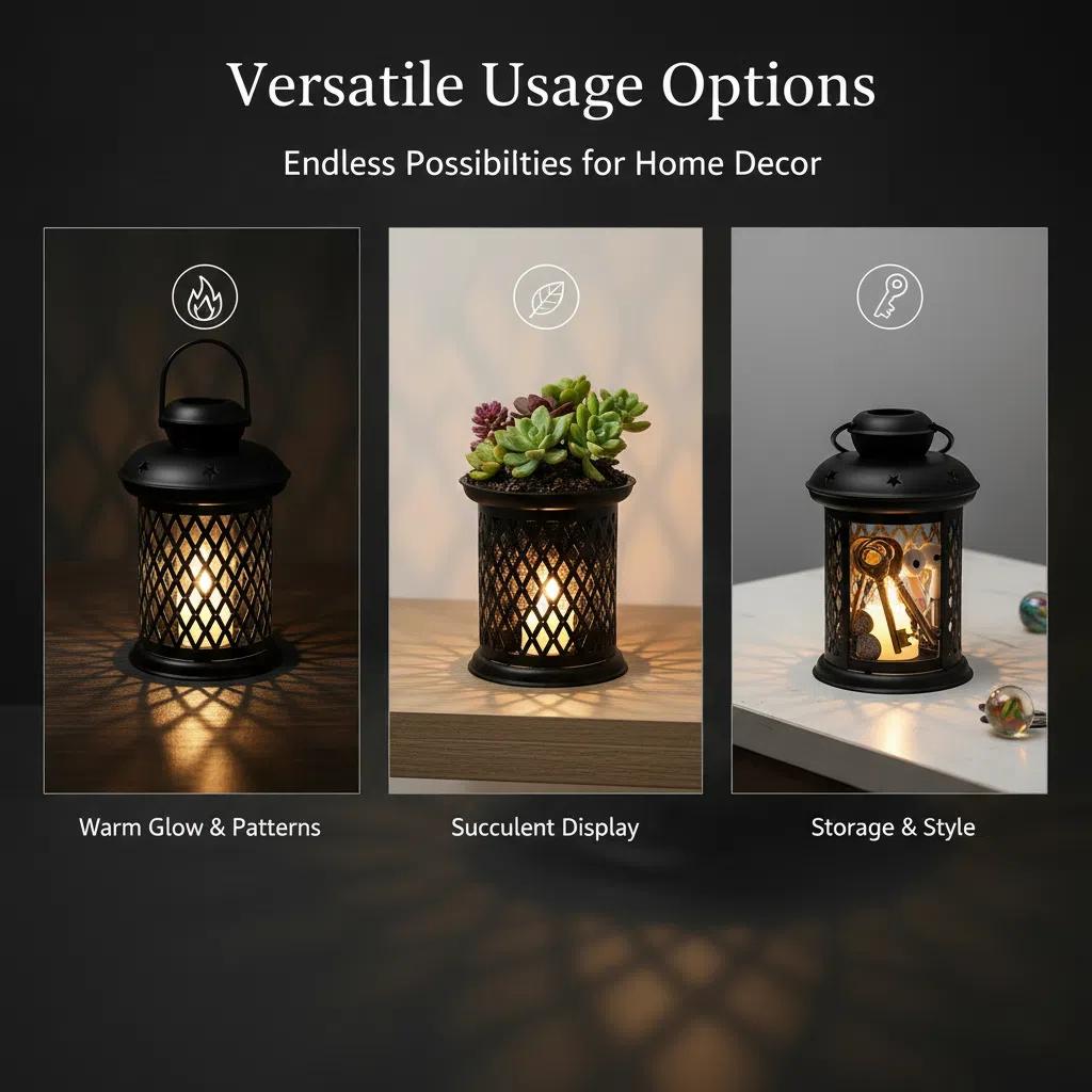 Lámpara de metal negro con diseño de rejilla vacía para decoración moderna hogar sin asa
