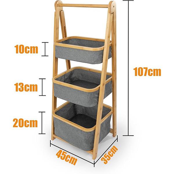 LIN HOME Bombu RS22118 rek met 3 opbergdozen van polyesterweefsel, organizer voor kleine dingen voor badkamer of keuken shelf corner soportes y estanterías garaje resistente al óxido ropa ampliable electrónica ajustable 5 capas