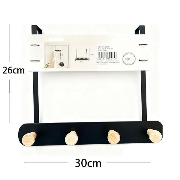 Ganchos Sin Taladrar para Detrás de la Puerta Organizador de Espacio Minimalista Resistencia hasta 5kg Fácil Instalación Ideal para Alquileres y Hogar Minimalista Barra Blanca con Ganchos de Madera