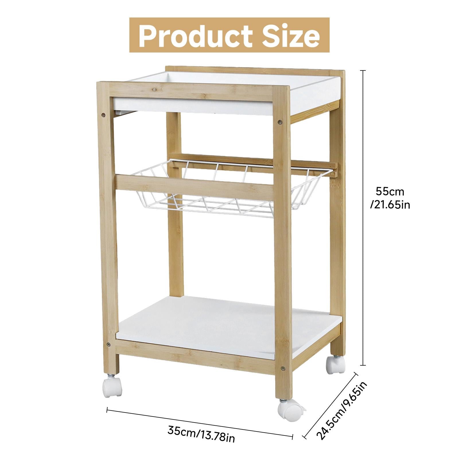 Carrito Organizador de Bambú Multinivel Móvil para Cocina con Ruedas 360° Canastas Desmontables Marco FSC Tablero MDF Impermeable Solución Inteligente de Almacenamiento Sostenible