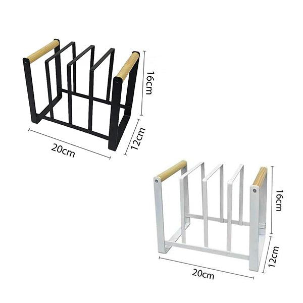 Set de Organización para Cocina Fusion Metal-Madera Porta-Tablas y Porta-Platos Resistente y Estable 14x12x16cm OrganizacionCocina PortaPlatos PortaTablas Marco de Metal Grueso Mango de Madera Sólida