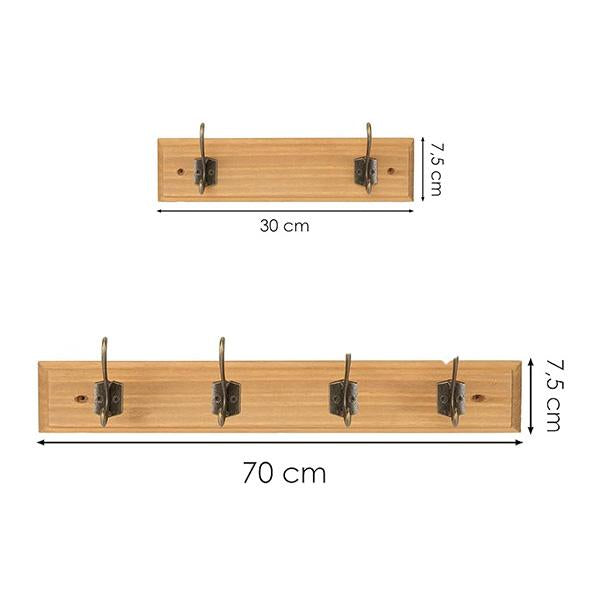 Gancho de Madera Doble Sin Taladro Organización Multiusos para Entrada Dormitorio y Baño Madera Maciza Natural Resistente al Agua y Humedad Capacidad de Carga 5kg 30cm×8.5cm