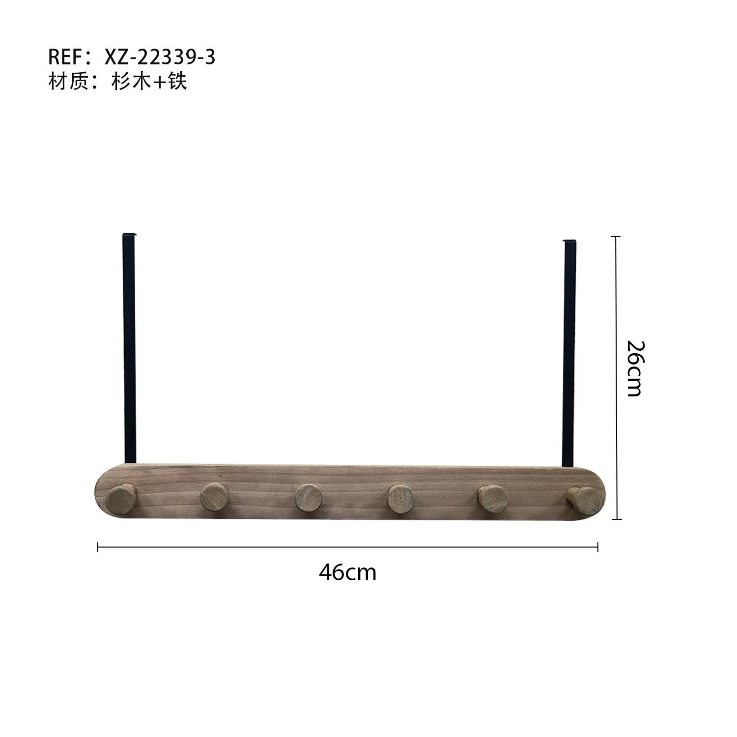 Gancho de Madera para Detrás de Puerta | 3 Tamaños (30/38/46cm) | Sin Taladro