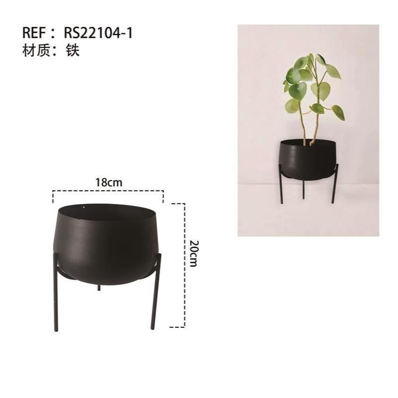 Macetero de Hierro Minimalista con Soporte Estructural 18×20cm