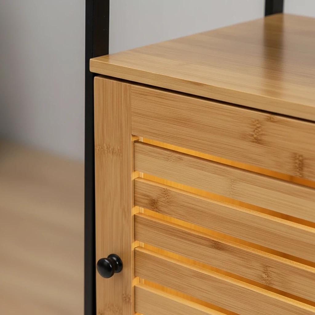 LIN HOME Mueble de Baño Antihumedad con Cajones Organización de Baño Moderna Diseño Impermeable y Ecológico Blanco Mate/Madera Natural