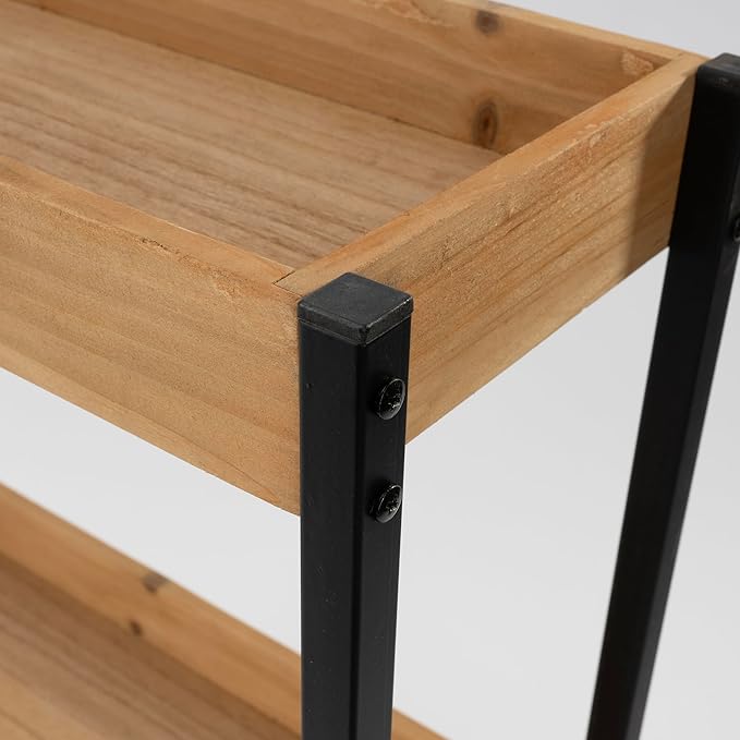 Estante Doble de Madera y Hierro para Organización Hogar Minimalista Rack de cocina Zapatero Ajustable Apilable Material Resistente Diseño Compacto 37,5x22x15cm
