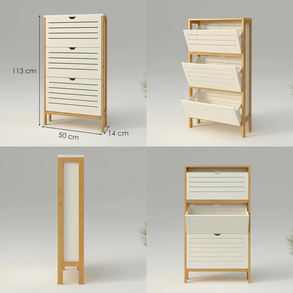 Entryway Storage Upgrade Set | Metal Umbrella Stand + 3-Drawer Bamboo Cabinet
