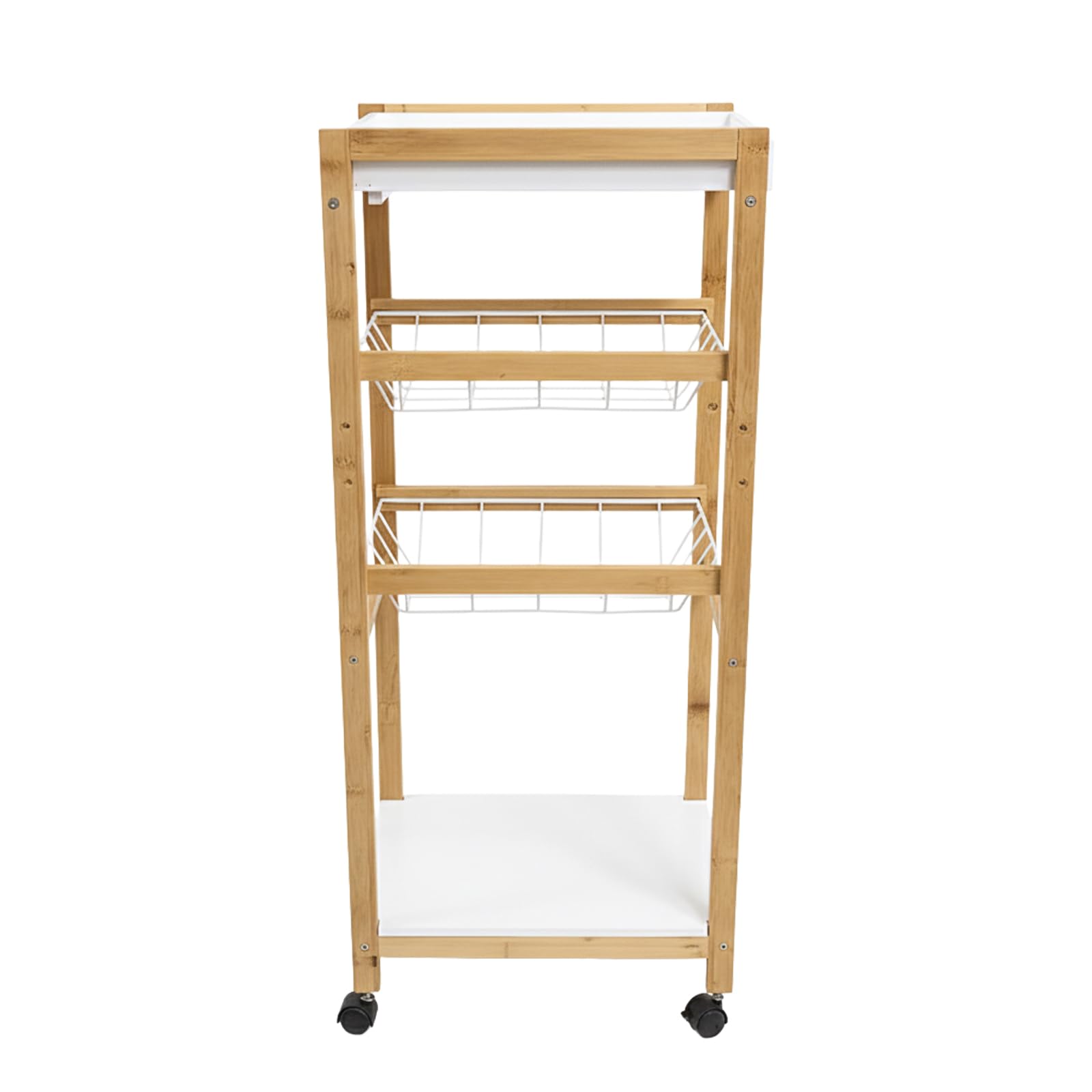 Black & White Multi-Tier Storage Cart Rolling Kitchen Cart Bathroom Organizer