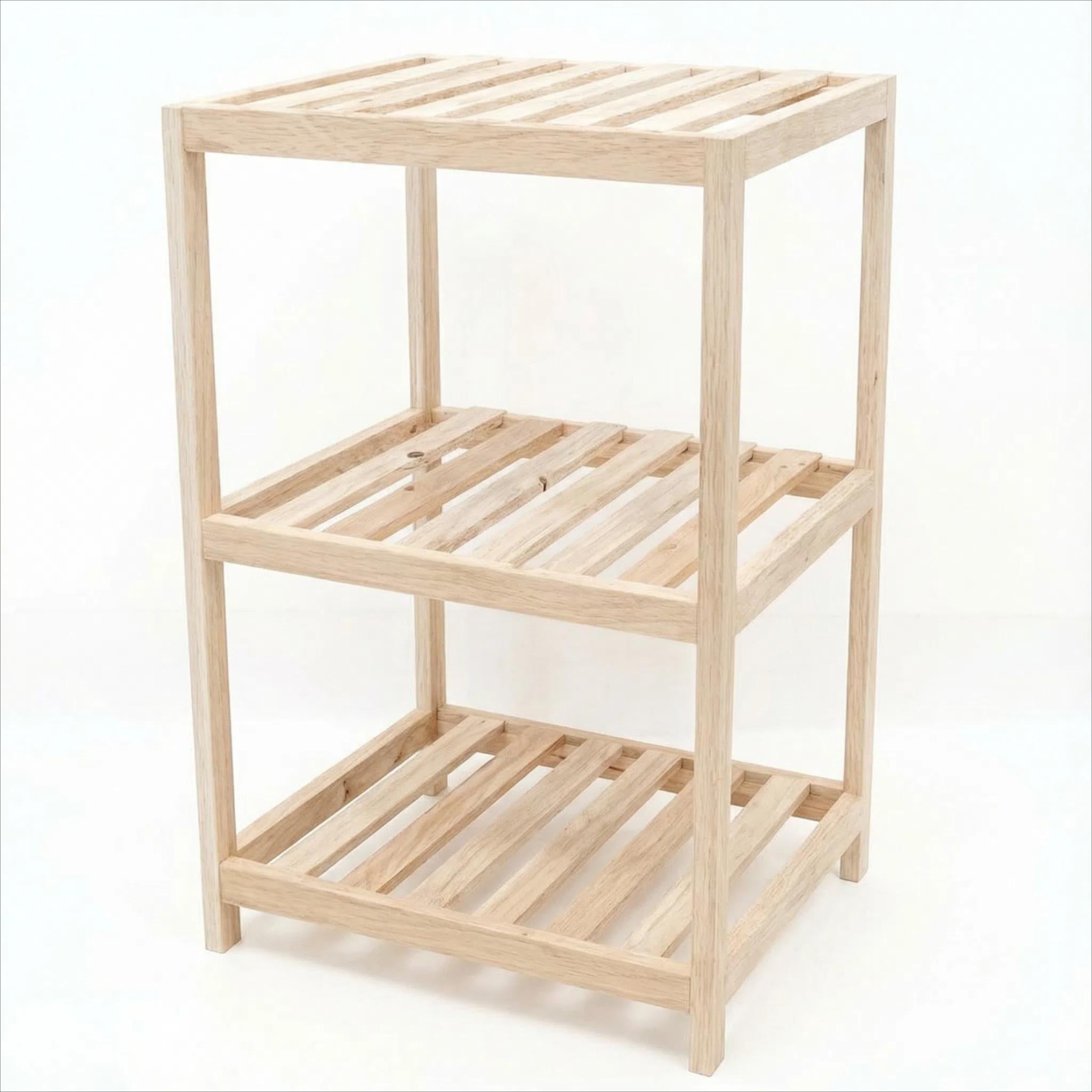 Serie Estantes de Abeto XZ-24935 3 Niveles Modular Madera Natural Diseño Estrecho 35.5cm para Cocina y Salón Organizador de Utensilios y Libros