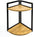 LIN HOME XZ-22122 Tabla de madera natural pirámide con marco metálico multifuncional 2 niveles almacenamiento resistente a arañazos para baño lavandería cocina y garaje