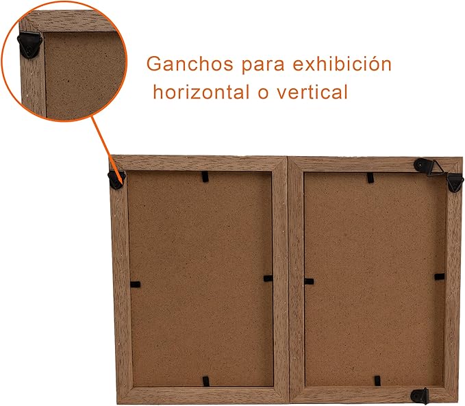 Marco de Madera Doble 10×15CM Estilo Nórdico para Pared de Fotos Decoración Del Hogar MDF Calidez Natural Ideal para Fotos de Pareja Familia o Viajes