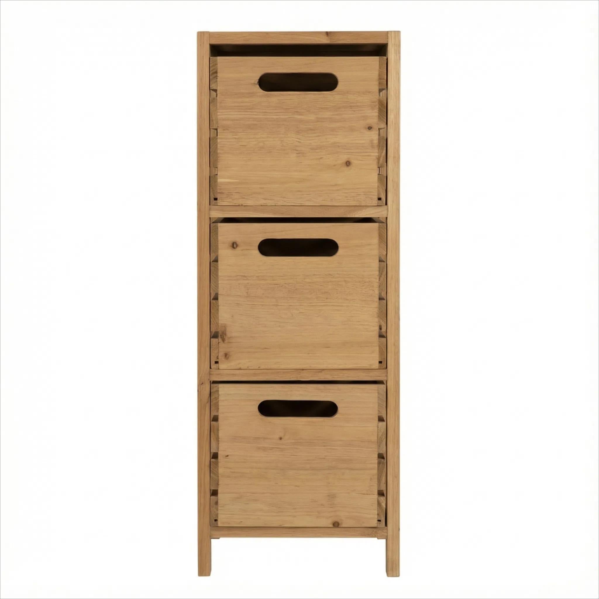 Estante de Frutas de Madera Natural con Tres Cajones Separados Diseño Compacto 72cm×25cm×28cm Ahorra Espacio y Organiza Tu Cocina Sin Olores Mixtos Madera de Pino FSC