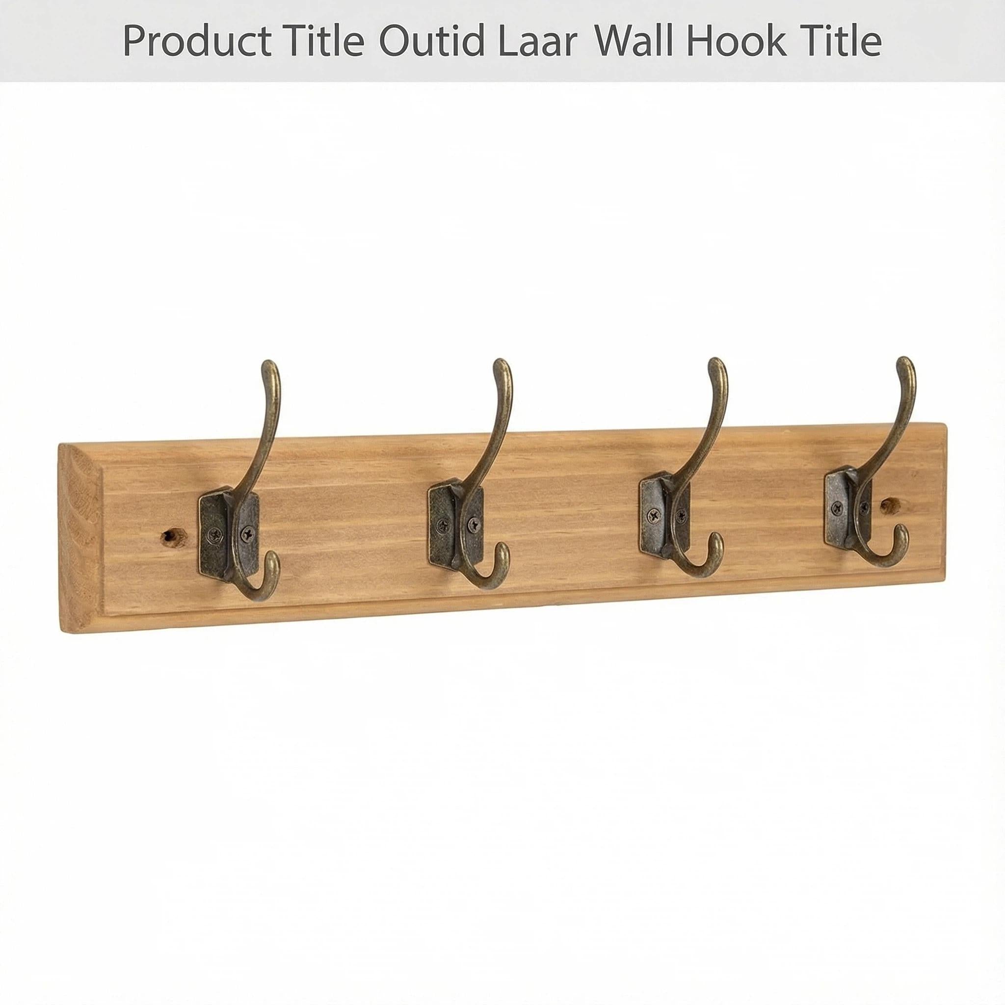 Marca Gancho de Madera Doble Sin Taladro Organización Multiusos para Entrada Dormitorio y Baño Madera Maciza Natural Resistente al Agua y Humedad 30cmx8.5cm Capacidad 5kg