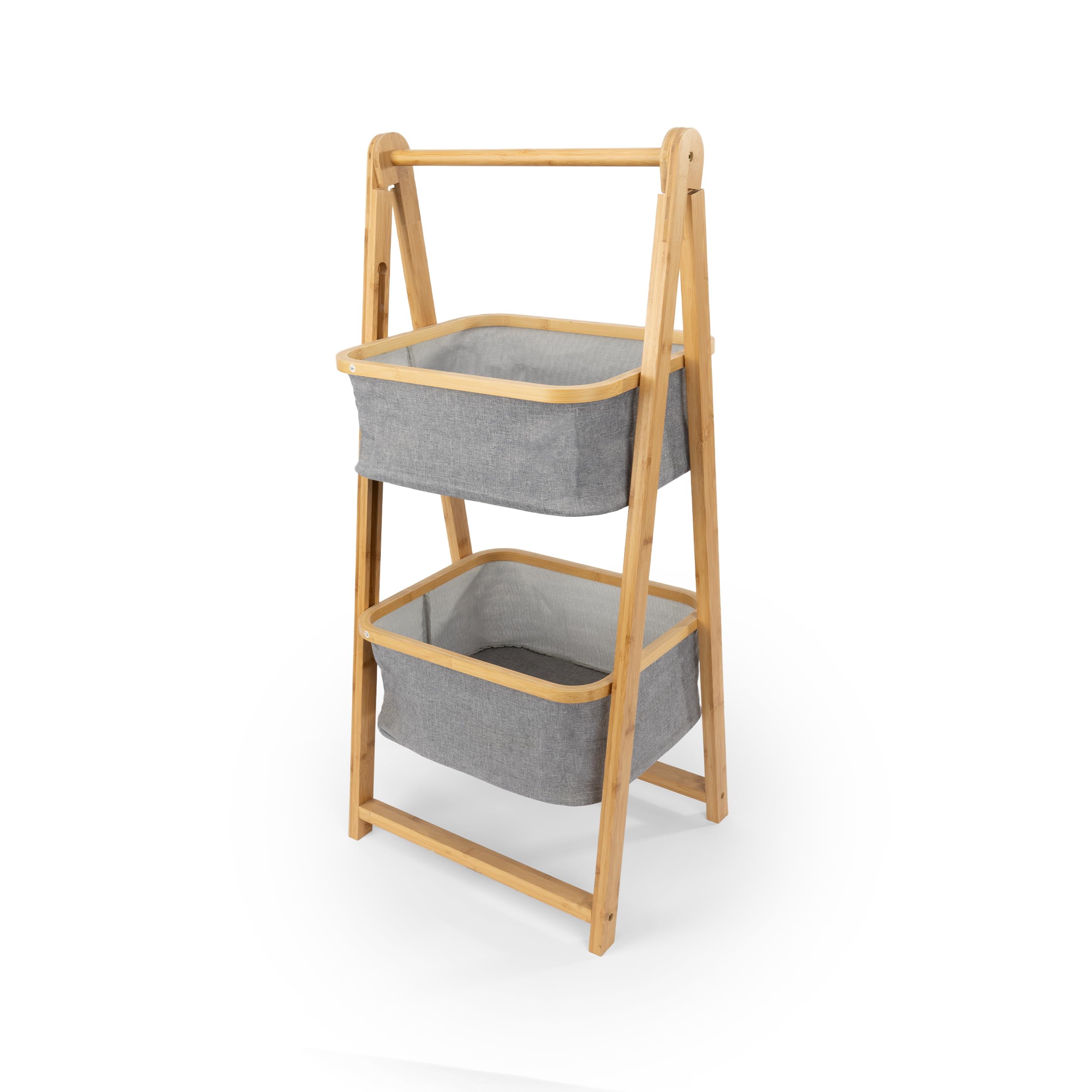 LIN HOME Bombu RS22117 rek met 2 opbergdozen van polyesterweefsel, organizer voor kleine dingen voor badkamer of keuken de bambú Canasta corner shelf soportes y estanterías garaje resistente al óxido ropa ampliable electrónica 5 capas juguetes
