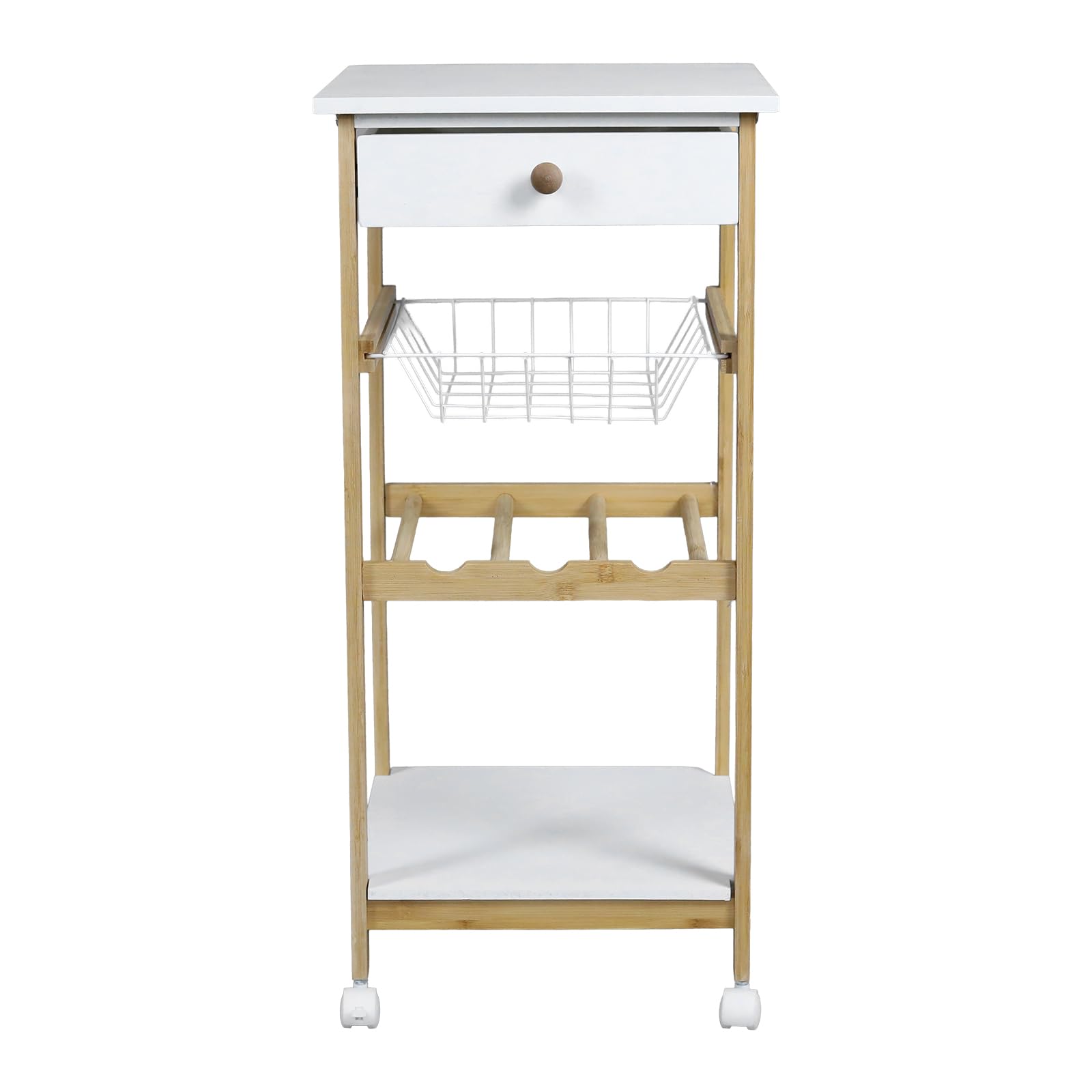 Black & White Multi-Tier Storage Cart Rolling Kitchen Cart Bathroom Organizer