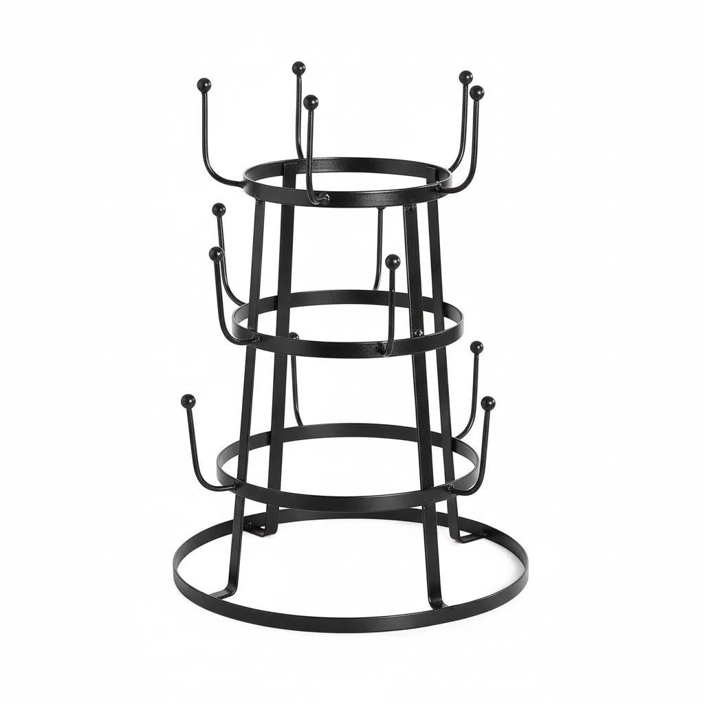 Monsterat SemiBold Portavasos de Metal de Múltiples Capas Organizador de Copas para Cocina Porta-esponja Diseño Mate Negro Estable y Multifuncional 38.5 cm Altura