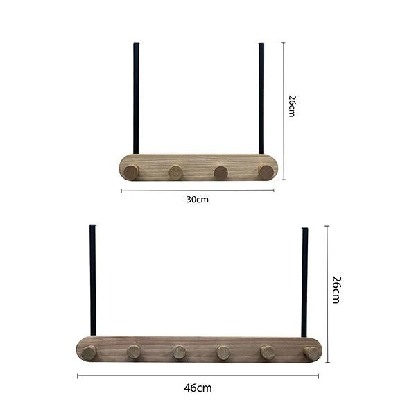 Gancho de Madera para Detrás de Puerta | 3 Tamaños (30/38/46cm) | Sin Taladro