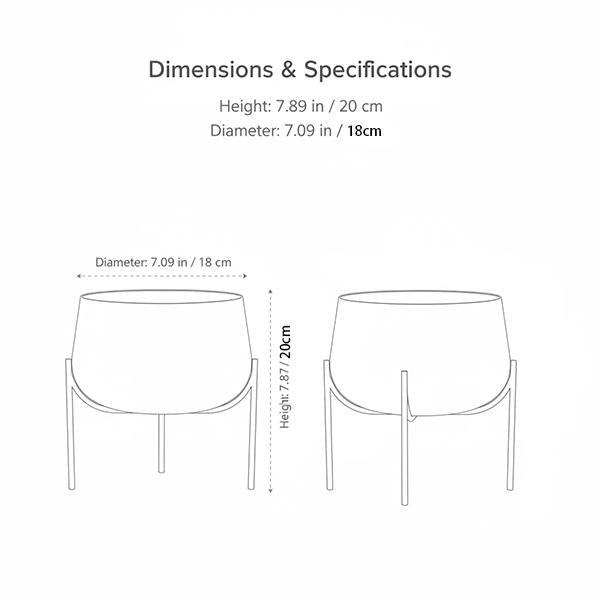 Macetero de Hierro Minimalista con Soporte Estructural 18×20cm