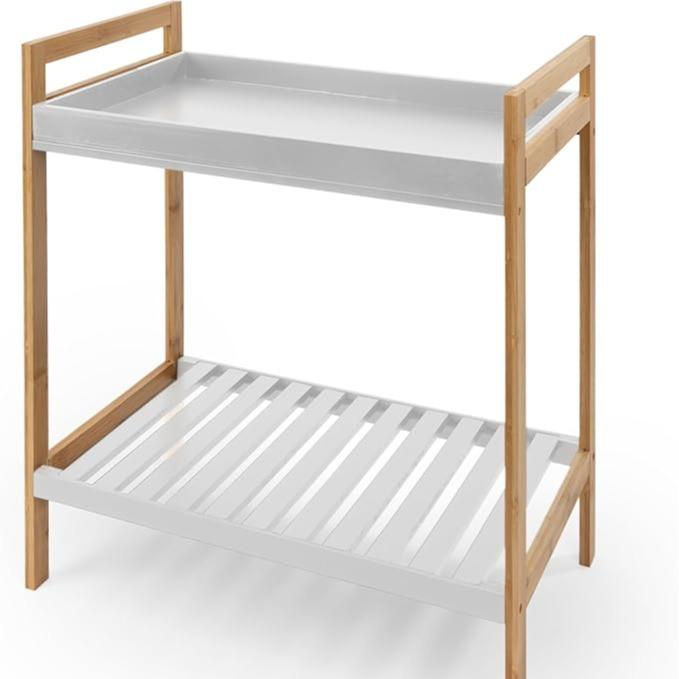 Zapatero de 2 Niveles 52.5x30x56cm de Madera y Bambú Estantería Multiuso con 2 Estantes para Entrada de Casa Diseño Compacto y Elegante Material Duradero y Espacio Ahorrador