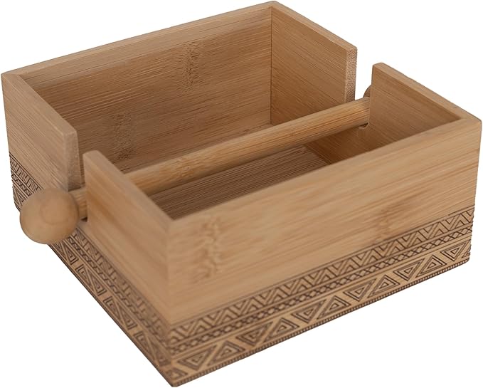 Caja de Organización de Bambú con Tabiques Removibles y Diseño Antideslizante Material Ecológico y Saludable 18.5cm×18.5cm×6cm para Cocina y Escritorio