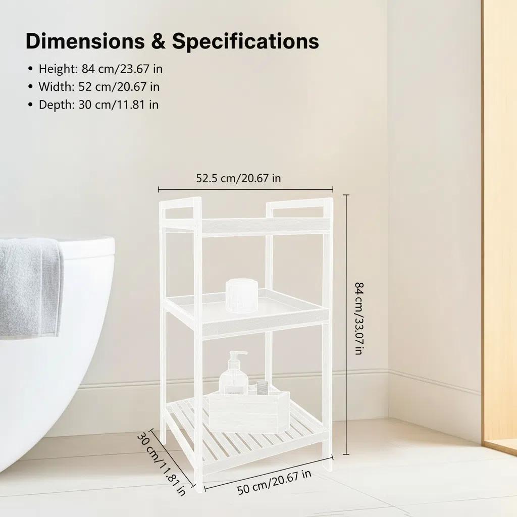 Vida Sostenible TikTok Estante de Bambú Estilo Nórdico - Impermeable y Resistente al Humo Organizador de Baño con Tablero MDF y Marco FSC Soporta 8kg Superior/10kg Inferior