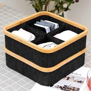 Cesto de Tela Plegable Cuadrado con Asa de Bambú Organizador Multiuso para Ropa Sucia Lavadero Baño Dormitorio Ideal para Hogar Forro Impermeable y Materiales Ecológicos