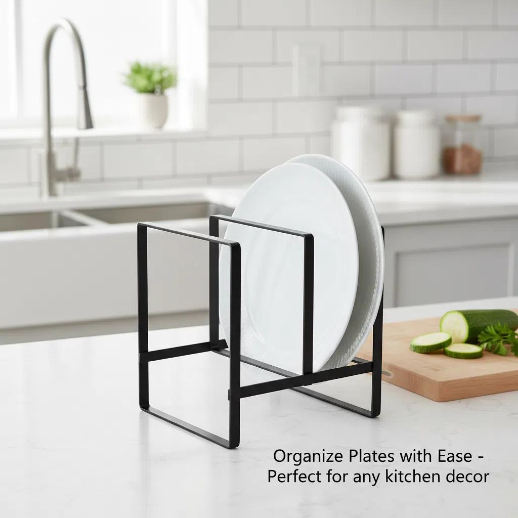 Set de Organización para Cocina | Porta-Platos + Canasta de Frutas Doble | Metal