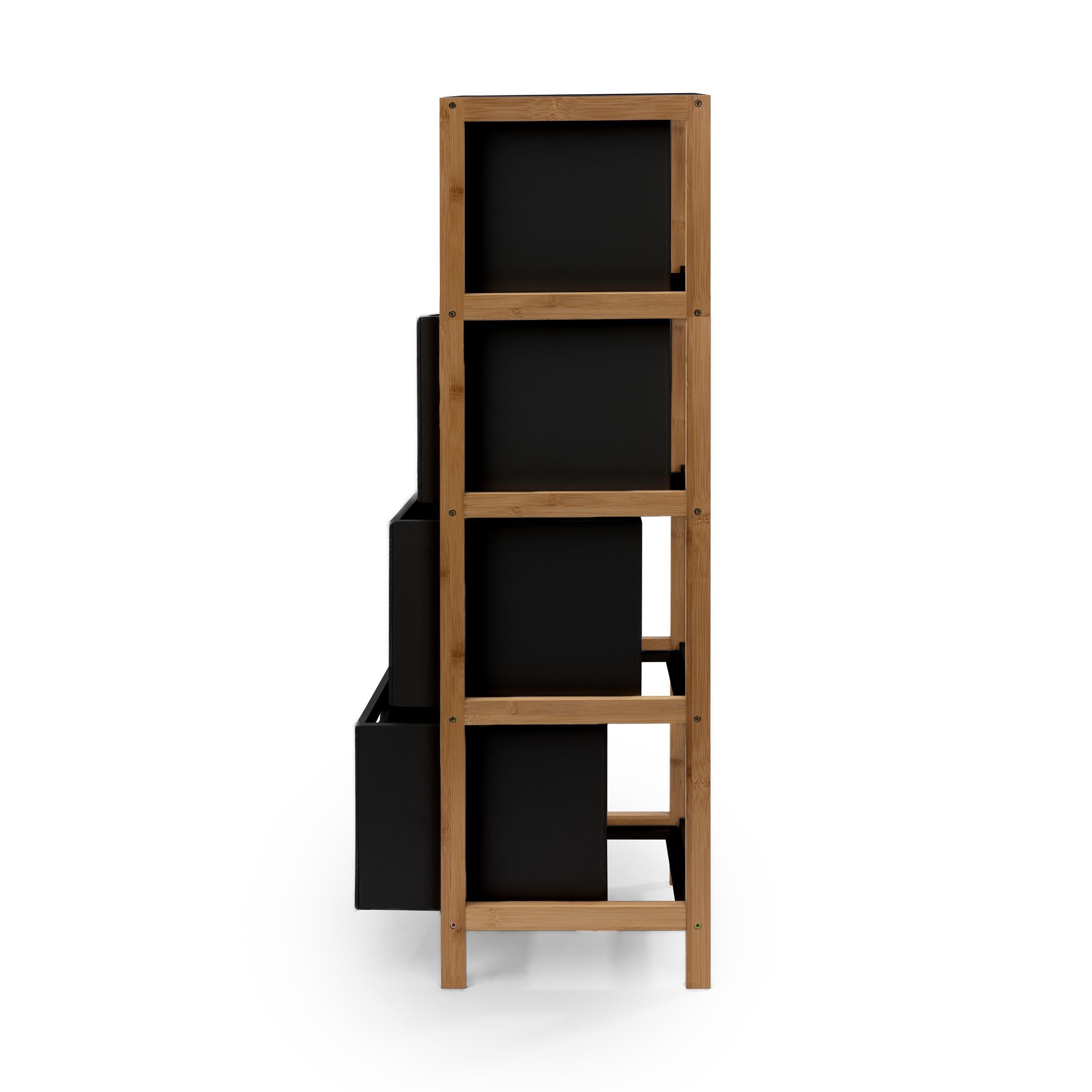 Mueble de Baño Elegante con 4 Cajones de Bambú y MDF Organizador Multietapas Ecológico Resistente al Agua y Humedad para Almacenamiento Eficiente y Elegante 94cm×24.5cm×28cm