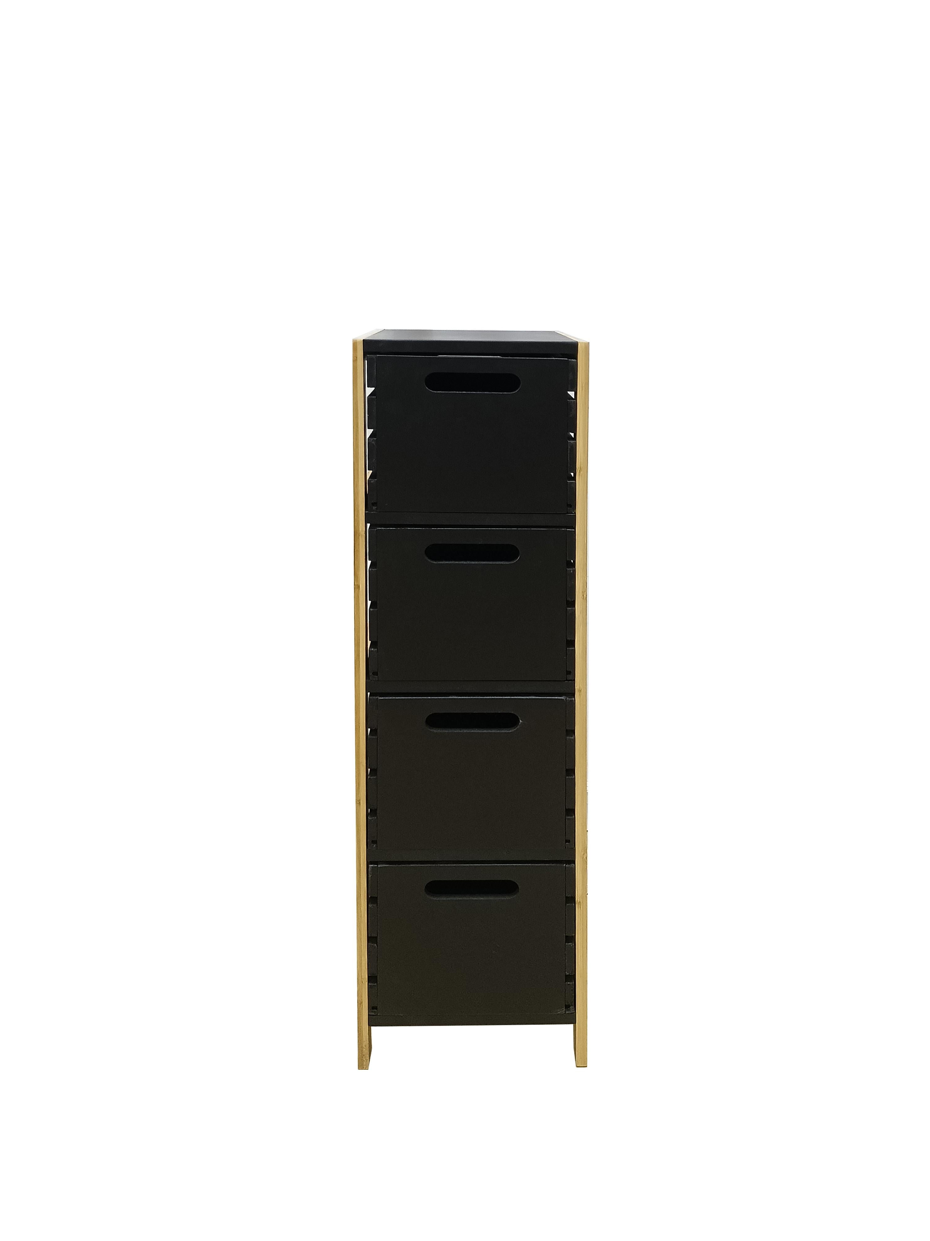 Mueble de Baño Elegante con 4 Cajones de Bambú y MDF Organizador Multietapas Ecológico Resistente al Agua y Humedad para Almacenamiento Eficiente y Elegante 94cm×24.5cm×28cm