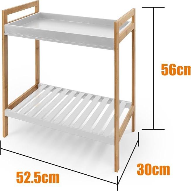 Vida Sostenible TikTok Estante de Bambú Estilo Nórdico - Impermeable y Resistente al Humo Organizador de Baño con Tablero MDF y Marco FSC Soporta 8kg Superior/10kg Inferior
