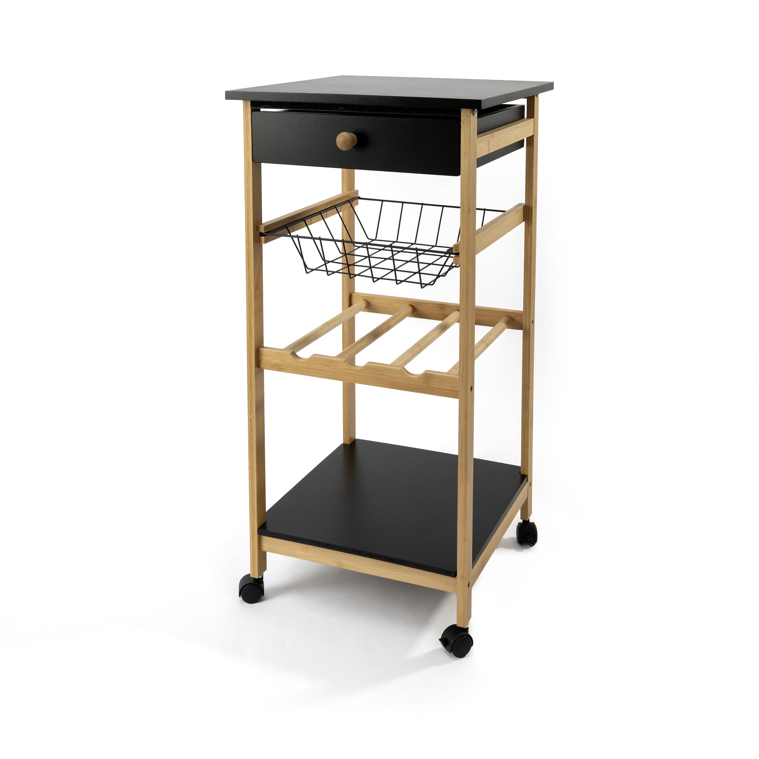 Black & White Multi-Tier Storage Cart Rolling Kitchen Cart Bathroom Organizer
