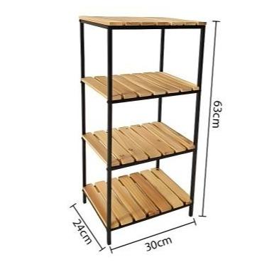 Estantería Multifuncional de Hierro y Madera Niveles 30x24x63cm Organizador Compacto para Baño y Hogar Set de Almacenamiento Estable y Versátil